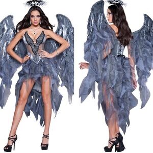 🖤 Gothic Fallen Angel Costume with Wings 🖤
